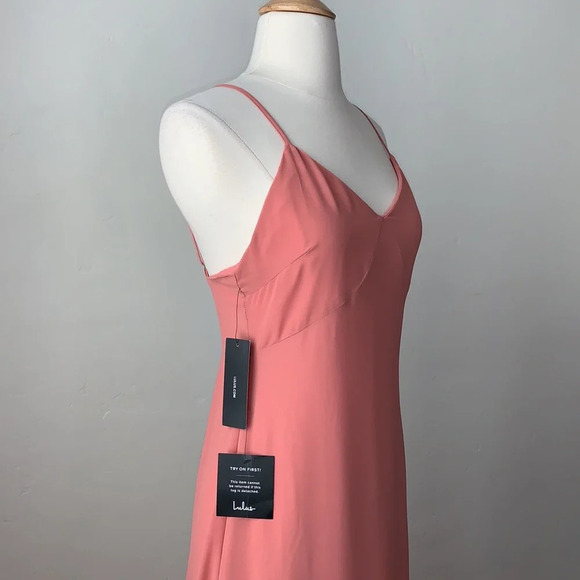 LULU’S Ada Lace Up Back Bohemian Maxi Slip Dress in Rusty Rose Size Medium - Picture 7 of 16
